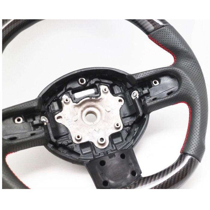 Carbon Fiber Perforated Leather Steering Wheel Red Stitching for Mini Cooper R55 R56 R58 R59 S Mk2 2007–2013