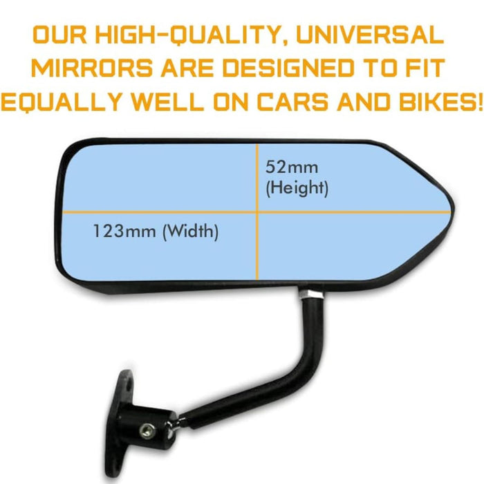 F1 Style Black Gloss Side View Mirrors Universal Fit (2-Piece Set)