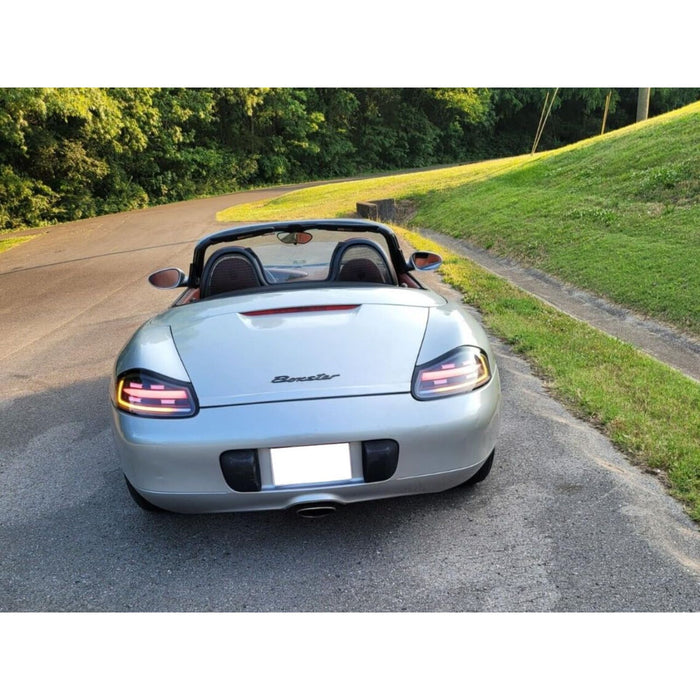 LED Tail Lights with Sequential Amber Signals for Porsche Boxster 986 (1997–2004) White Bar / Black Housing