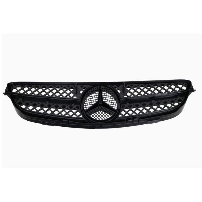 Matte Black Front Grille – 3-Fin Sport Style for Mercedes-Benz W209 CLK (2003–2006)