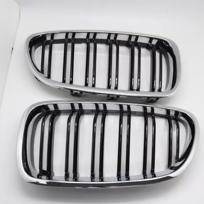 Chrome Black Dual Fin Front Grille Hood Nose for BMW F10 F11 5 Series 2010–2015
