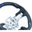 Carbon Fiber D-Type Steering Wheel with Blue Stitching & Blue Stripe Compatible with 2018-2022 Ford Mustang