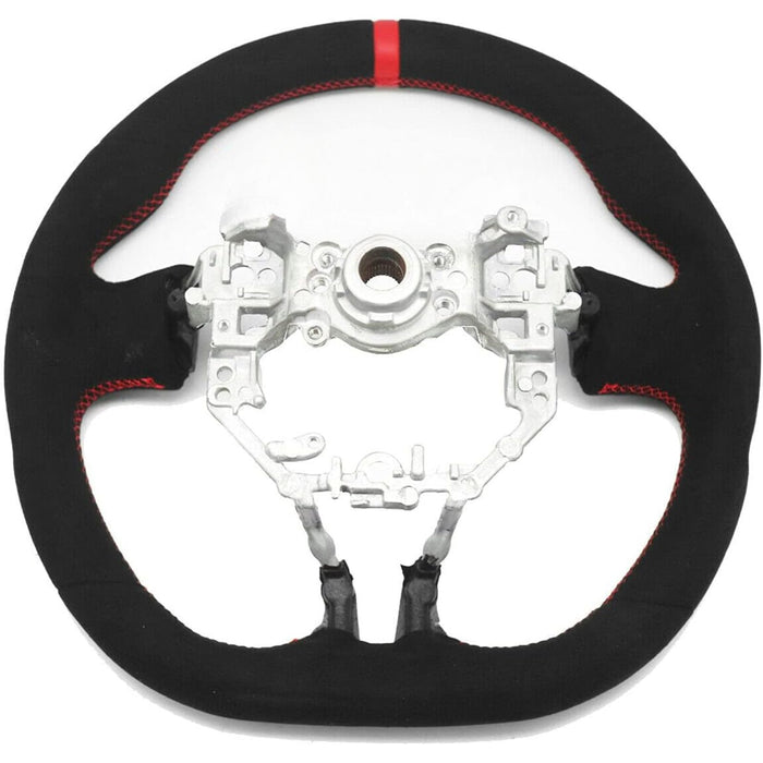 Suede Steering Wheel Compatible With 2012-2016 Subaru BRZ Scion FR-S GT86 Mk1 – Alcantara Red Stitching & Red Stripe