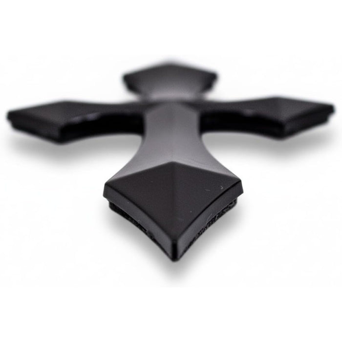 3D Pointed Cross Gloss Black Emblem Decal – Universal Fit for Cars, Trucks &amp; Motorcycles