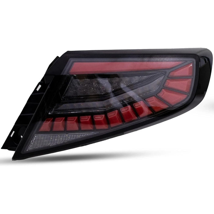 LED Tail Lights with Sequential Indicator & Startup Animation (Red Bar / Black Housing) – For Subaru WRX VB (2022–Up)