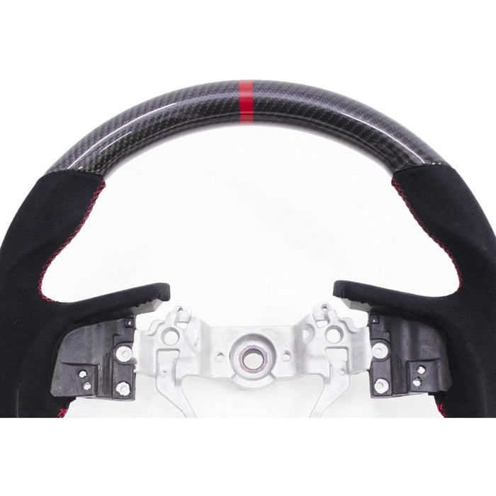 Carbon Fiber & Alcantara Steering Wheel – Red Stitching for Subaru Forester, Crosstrek, Outback & Legacy (2015–2018)