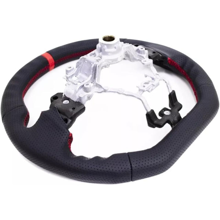 Black Perforated Leather Steering Wheel with 12 O’Clock Stripe – 2015–2021 Subaru WRX STI VA