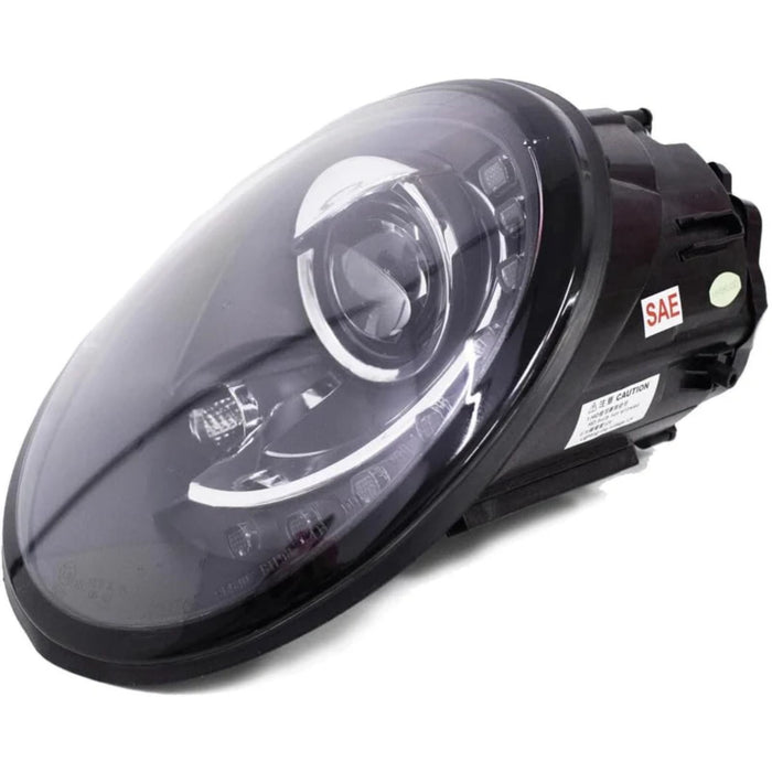 LED Projector Headlights w/ High &  Low Beam – Black Housing for Volkswagen Beetle (1998–2005)