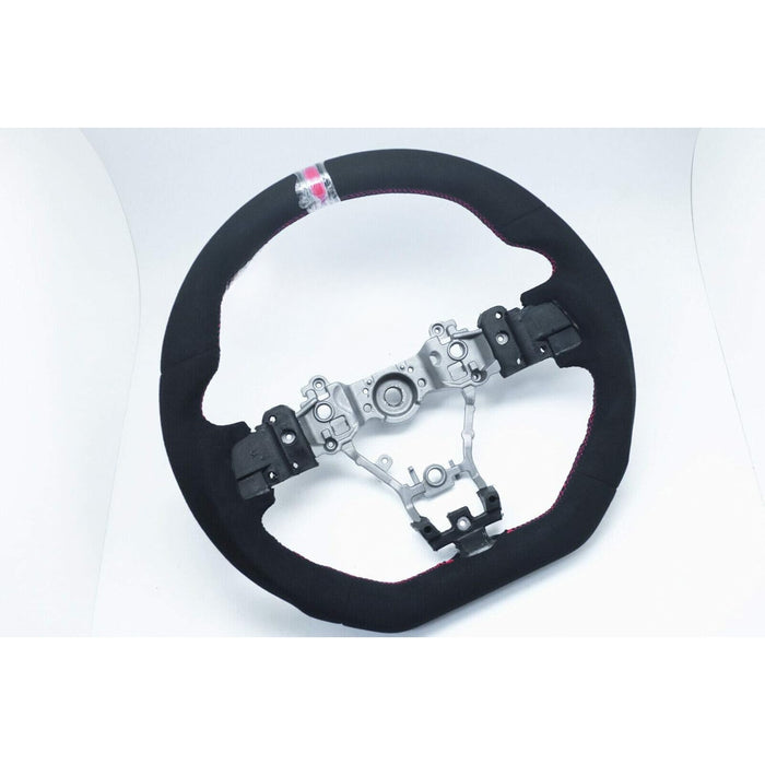 D-Shape Alcantara Steering Wheel With Red Stripe Compatible With Subaru WRX / STI (2015–2020)
