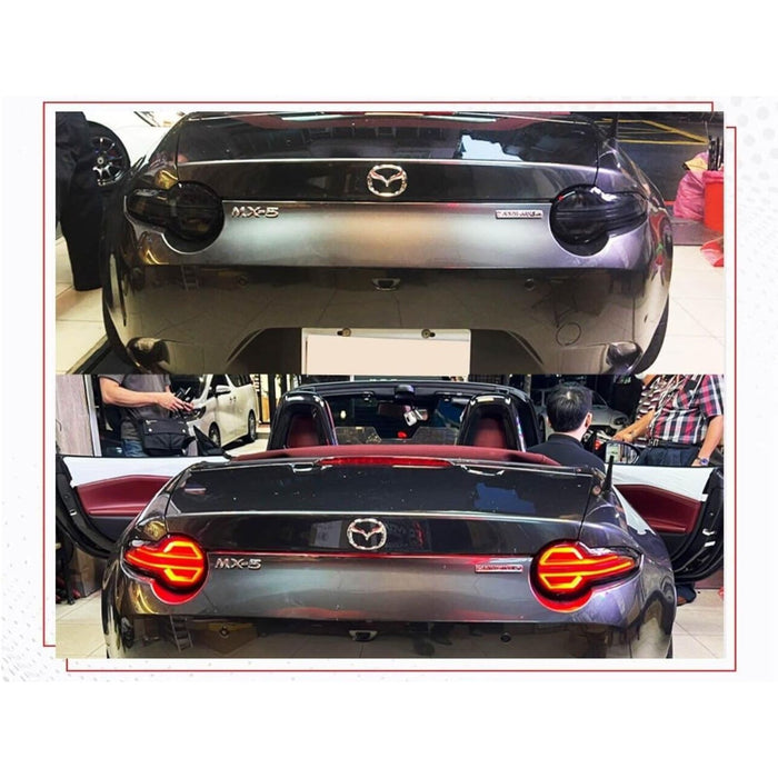 Black Smoked Full LED Tail Lights with Sequential Indicators for Mazda MX-5 Miata ND (2015–2023)