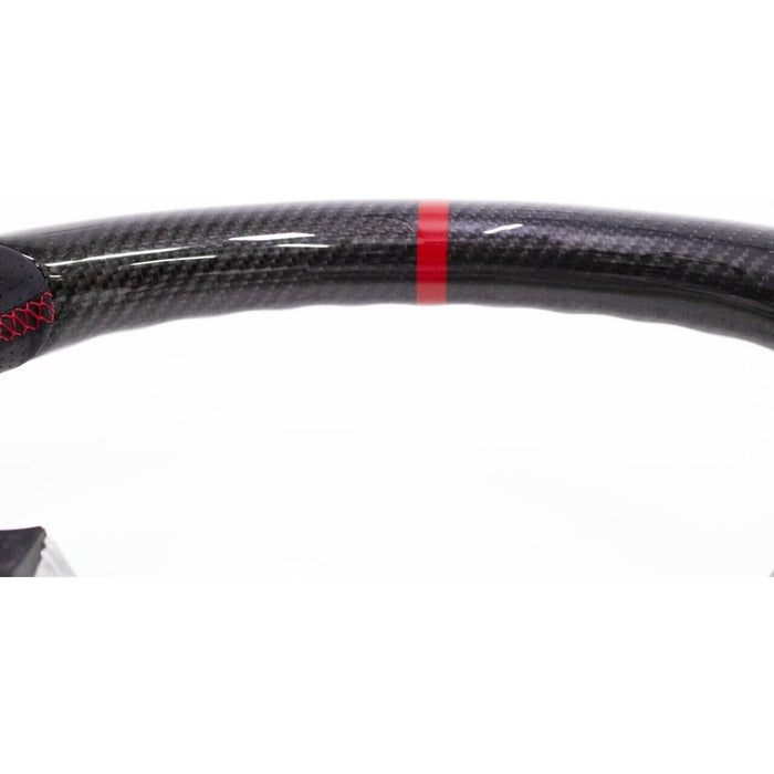 Carbon Fiber Perforated Leather Steering Wheel Red Stitching for Suzuki Swift Sport ZC33S 2017–2023