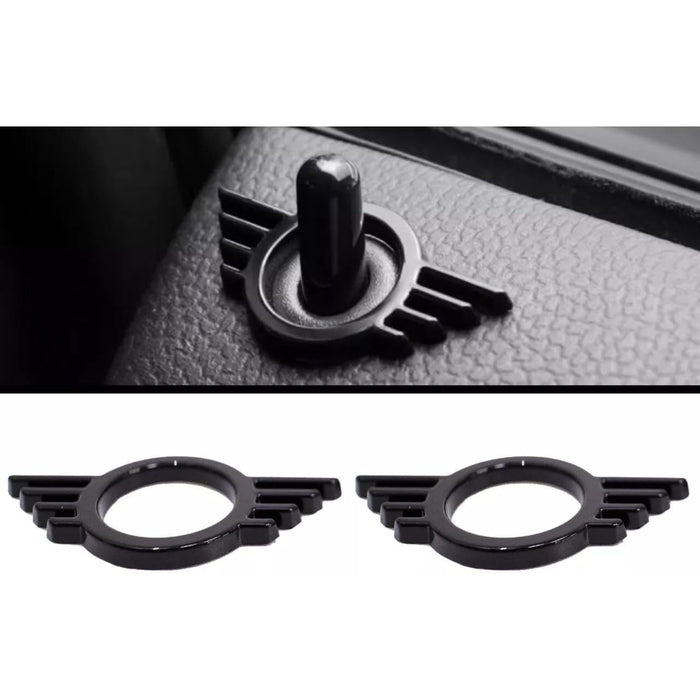 Black Satin Metal Door Pin Surround Badge – 2pcs for MINI Cooper (Gen1 / Gen2 / Gen3)