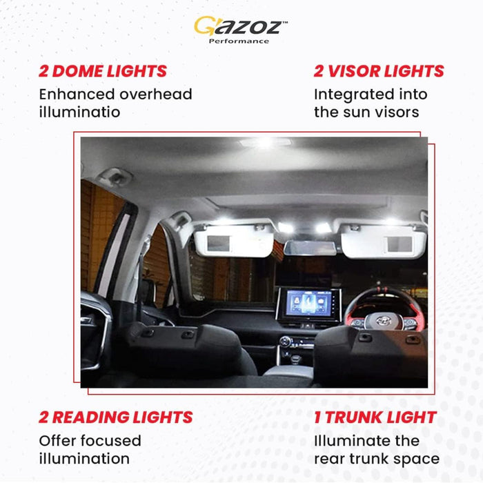 Super Bright Xenon White LED Interior Light Kit (7-Piece) for Toyota GR86 / Subaru BRZ 2022–2023
