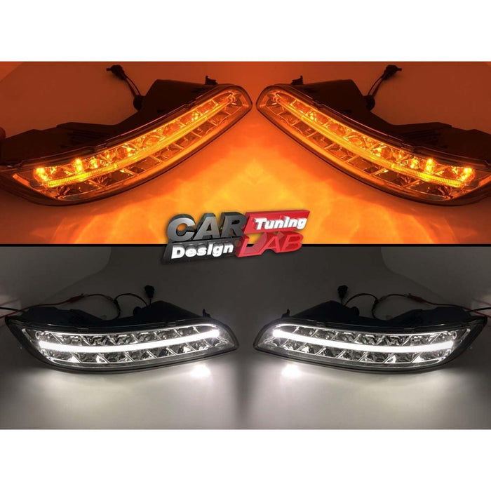 3-in-1 LED DRL Fog Lights with Turn Signal – Chrome Lens for Porsche 911 997 (2005–2009)