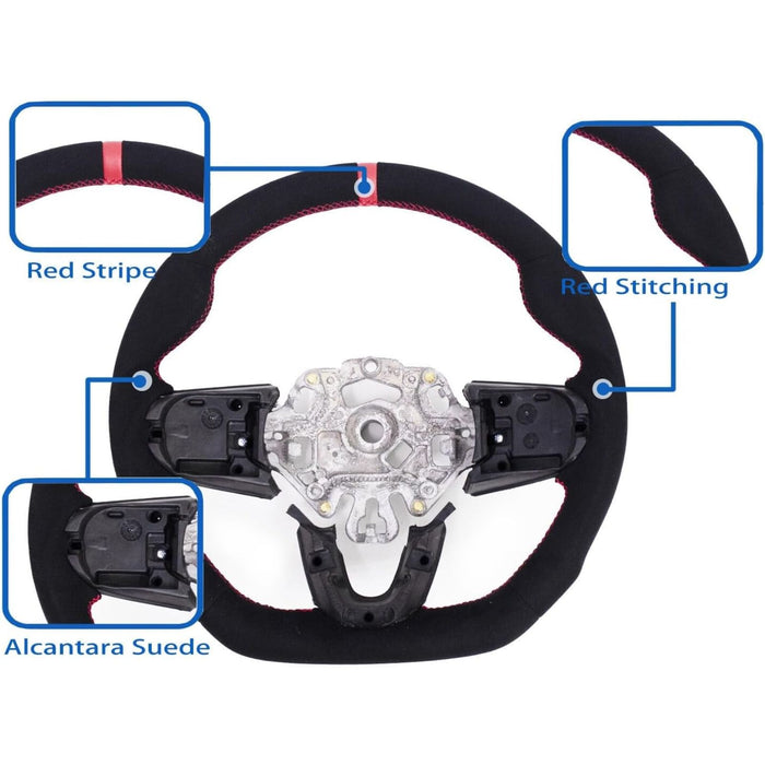 Full Suede Steering Wheel with Red Stripe – For Mini Cooper F54/F55/F56/F57/F60 S & JCW Gen3 (2014–2021)