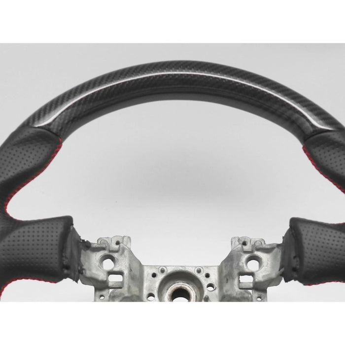 Carbon Fiber Steering Wheel – For 2012–2016 Scion FR-S / Subaru BRZ / Toyota GT86 (Perforated Leather, Red Stitching, Red Stripe)