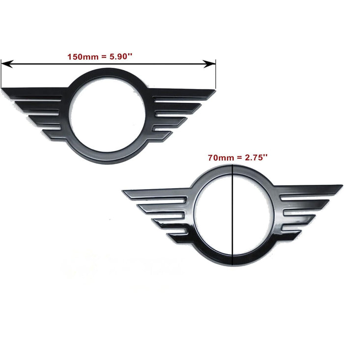 Front & Rear Glossy Black Emblem Badge Cover Compatible With 2017+ Mini Countryman F60