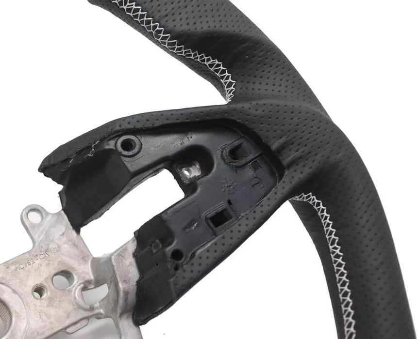 Carbon Fiber Steering Wheel White Stripe & Perforated Leather – Honda Civic Type R FK8 (2016–2021)