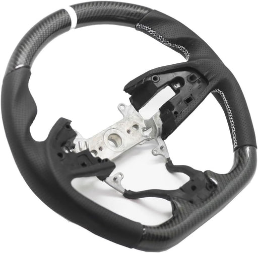 Carbon Fiber Steering Wheel White Stripe & Perforated Leather – Honda Civic Type R FK8 (2016–2021)