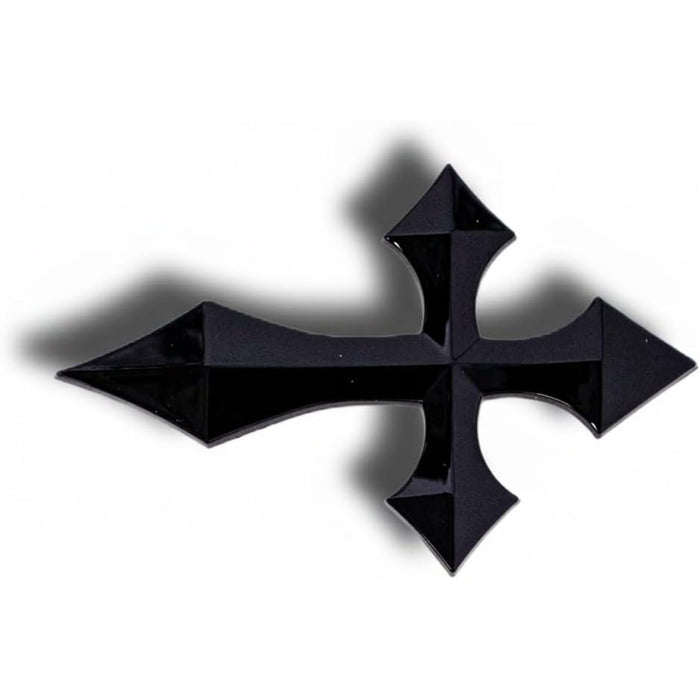3D Pointed Cross Gloss Black Emblem Decal – Universal Fit for Cars, Trucks &amp; Motorcycles