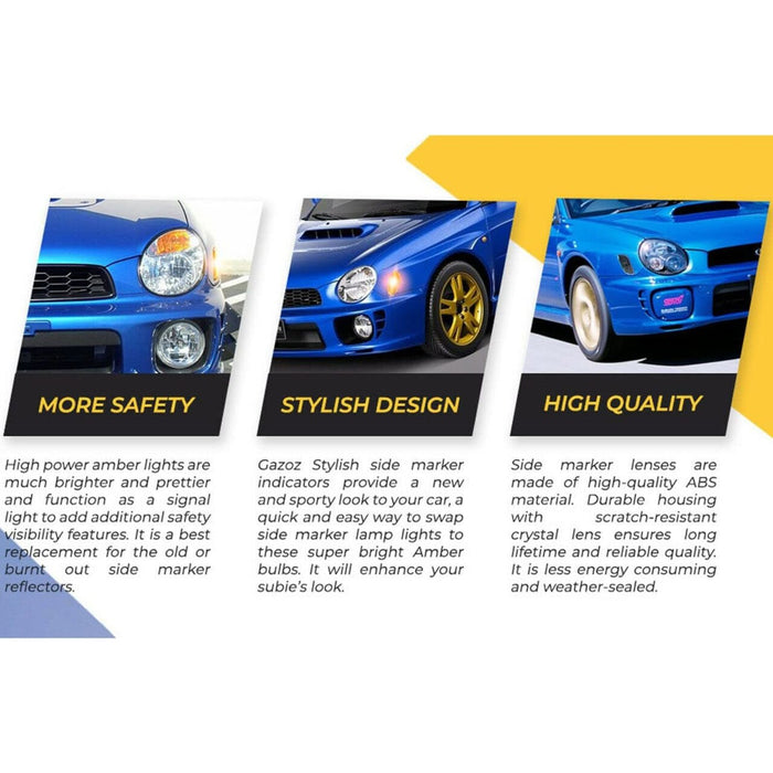 Clear Lens Side Marker Indicators Reflector Compatible with 2002-2003 Subaru Impreza WRX STI