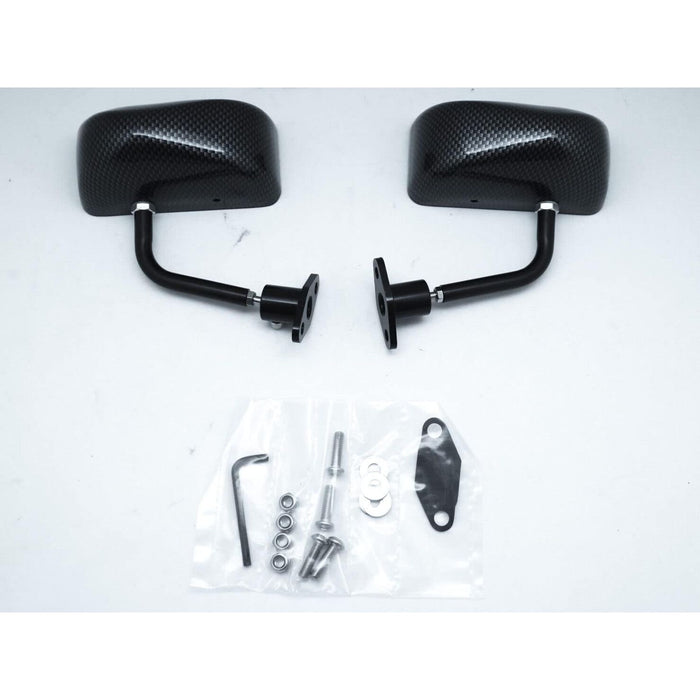 Carbon Look F1 Style Race Mirrors (Universal Fit, Pair RH+LH)