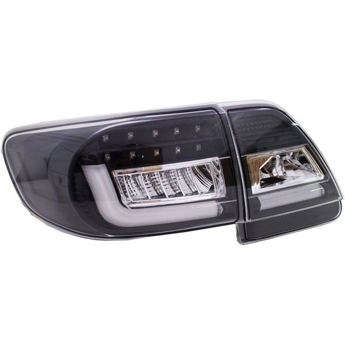L-Shape LED Tail Lights for Toyota Corolla Altis (2011–2013) Black Housing / White Bar