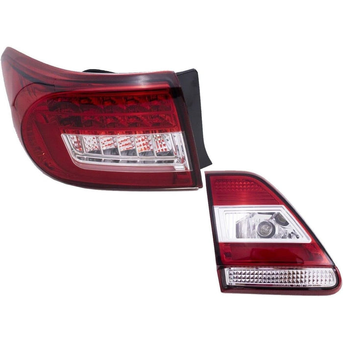 LED Tail Lights L-Shape Black Housing / Red Signal for Toyota Corolla Altis (2011–2013)