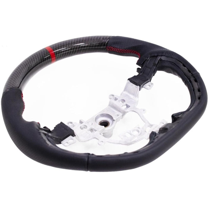 Carbon Fiber Perforated Leather Steering Wheel Red Stitching for Suzuki Swift Sport ZC33S 2017–2023