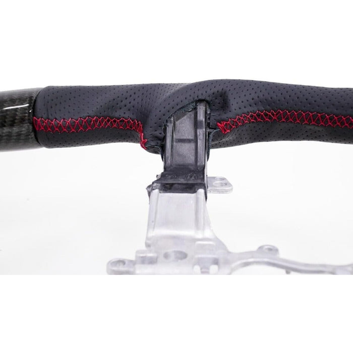 Carbon Fiber Perforated Leather Steering Wheel Red Stitching for Suzuki Jimny 2018–2024