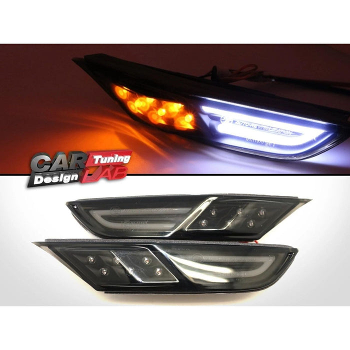 Dual Amber/White LED Front Side Marker Lights (Smoke Lens) – For Nissan GT-R R35 (2009–2024)