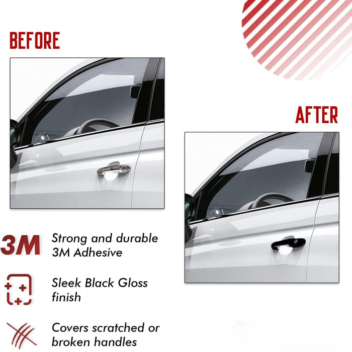Door Handle Cover Trim Set of 4 Compatible with 2007-2021 Fiat 500 / 500C / Abarth - Gloss Black