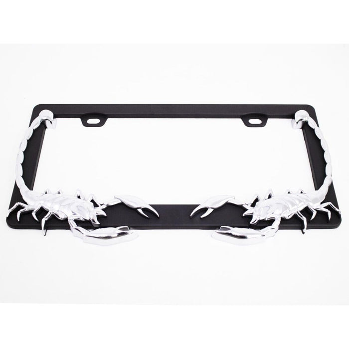 3D Chrome Scorpion License Plate Frame Black for Cars and Trucks