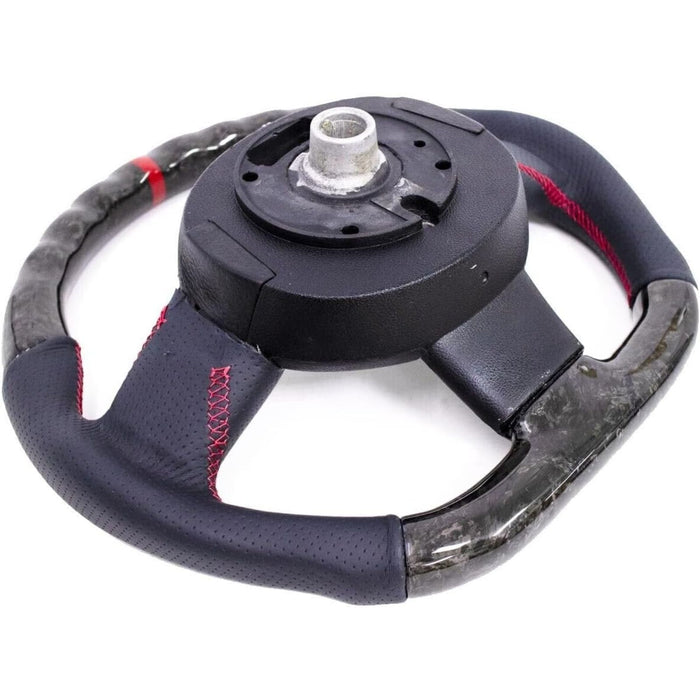 Forged Carbon Fiber Steering Wheel Perforated Leather Red Stitching for Mini Cooper R55 R56 R58 R59 S Mk2 2007–2013