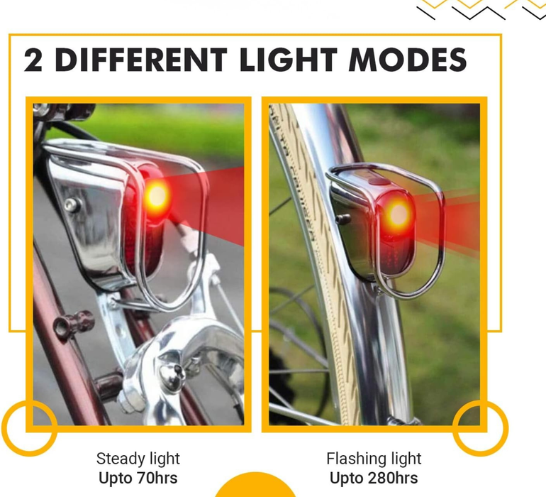 Vintage LED Bike Tail Light – Chrome Rear Safety Lamp LM-002