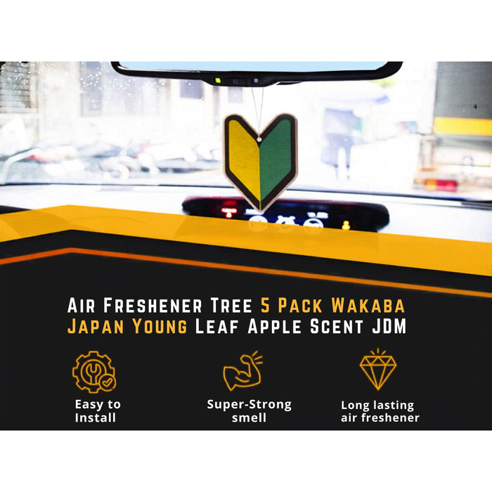 Wakaba Tree Car Air Freshener (5 Pack, Apple Scent, JDM Style)