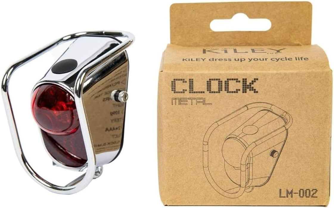 Vintage LED Bike Tail Light – Chrome Rear Safety Lamp LM-002