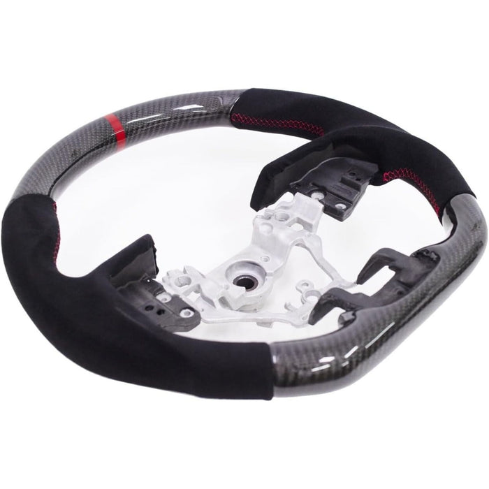 Carbon Fiber & Alcantara Steering Wheel – Red Stitching for Subaru Forester, Crosstrek, Outback & Legacy (2015–2018)
