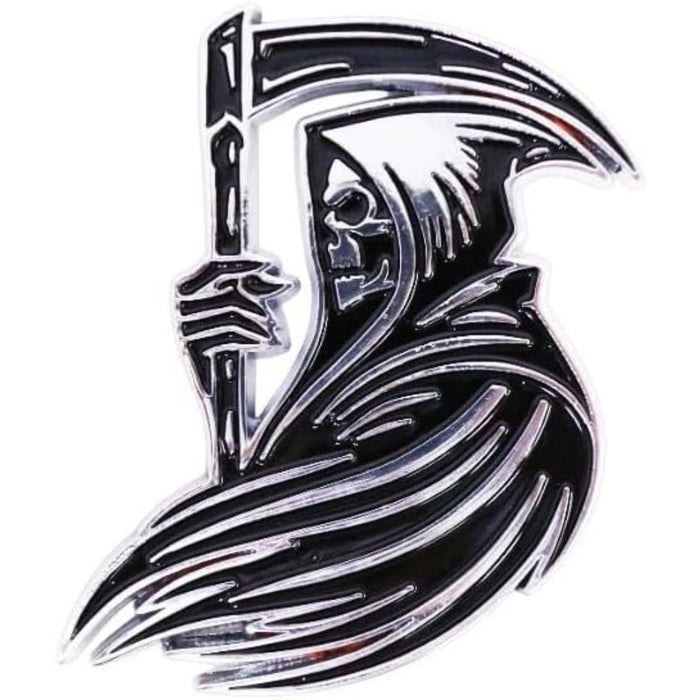 Grim Skull Zinc Alloy Car Emblem Pair – 3D Metal Badge Left & Right Set, Gothic Biker Style