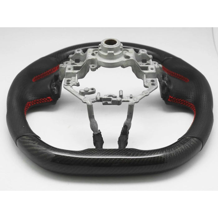 Carbon Fiber Steering Wheel – For 2012–2016 Scion FR-S / Subaru BRZ / Toyota GT86 (Perforated Leather, Red Stitching, Red Stripe)