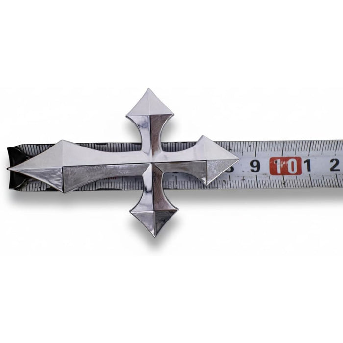 3D Pointed Cross Chrome Silver Emblem Decal – Universal Fit for Cars, Trucks & Motorcycles
