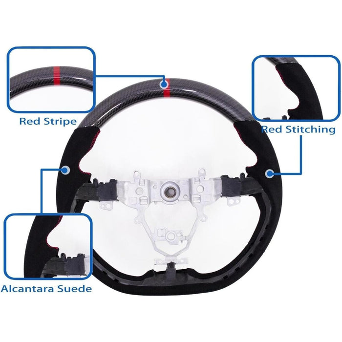 Carbon Fiber Suede Steering Wheel Red Stitching for Suzuki Swift Sport ZC33S 2017–2023