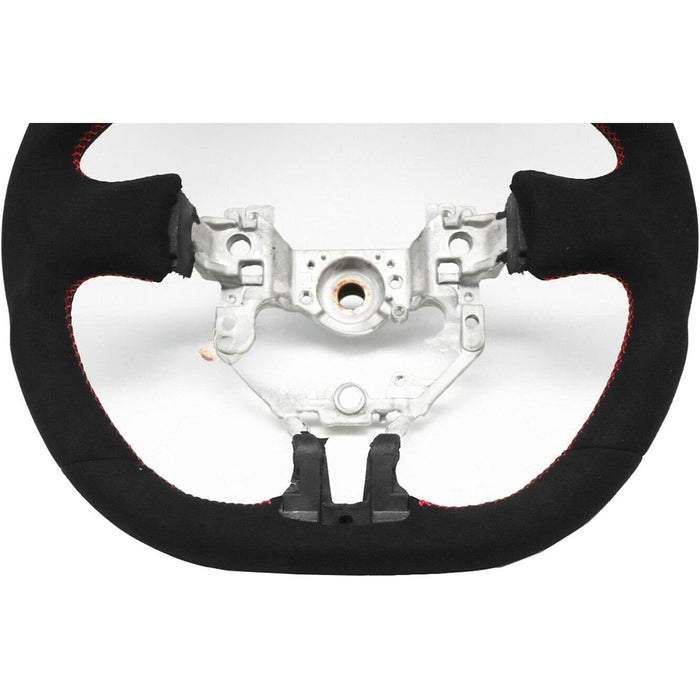 Suede Steering Wheel Compatible With 2012-2016 Subaru BRZ Scion FR-S GT86 Mk1 – Alcantara Red Stitching & Red Stripe