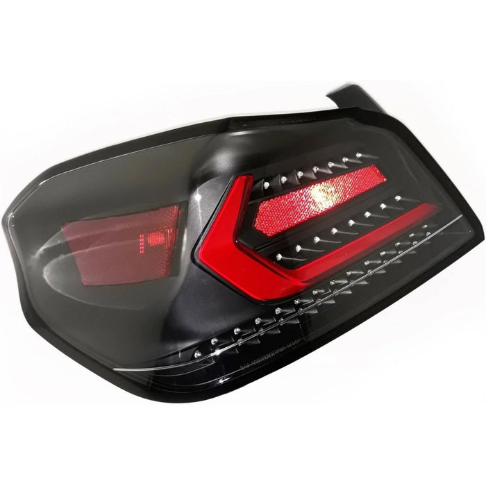 LED Tail Lights with Sequential Indicator (Red Bar / Black Housing) – For Subaru WRX / STI (2015–2021)