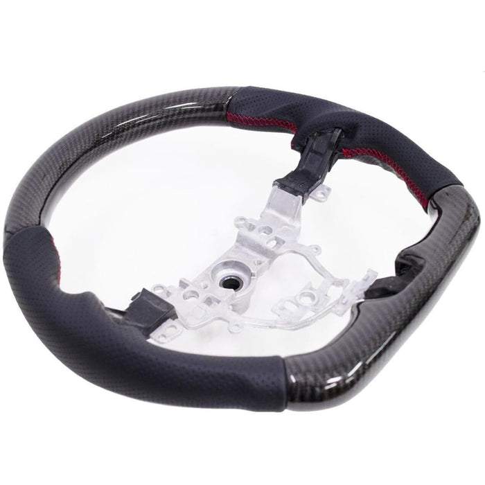 Carbon Fiber Perforated Leather Steering Wheel Red Stitching for Suzuki Jimny 2018–2024
