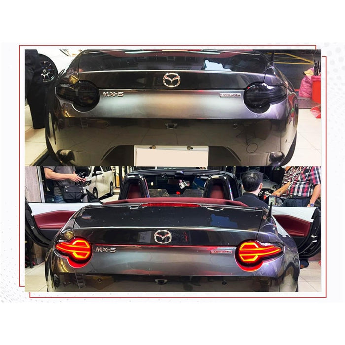 Black Full LED Tail Lights with Sequential Indicator for Mazda MX-5 Miata ND 2015–2023