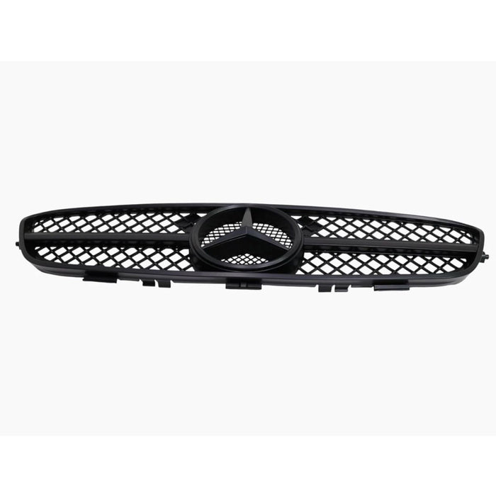 Matte Black Front Grille – 3-Fin Sport Style for Mercedes-Benz W209 CLK (2003–2006)