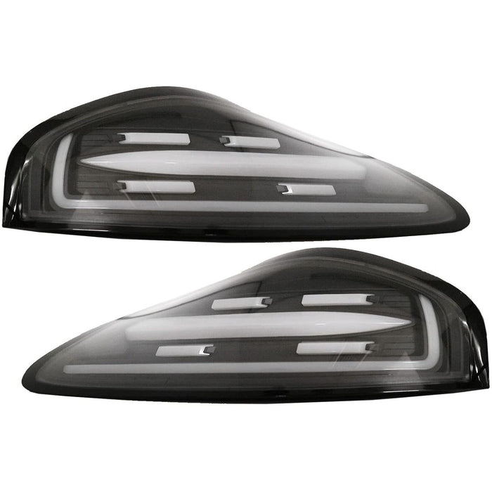 LED Tail Lights with Sequential Amber Signals for Porsche Boxster 986 (1997–2004) White Bar / Black Housing