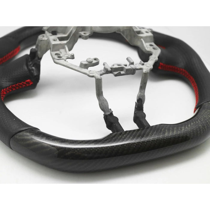 Carbon Fiber Steering Wheel – For 2012–2016 Scion FR-S / Subaru BRZ / Toyota GT86 (Perforated Leather, Red Stitching, Red Stripe)