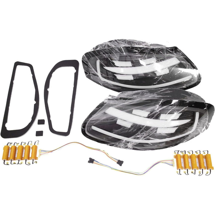 LED Tail Lights with Sequential Amber Signals for Porsche Boxster 986 (1997–2004) White Bar / Black Housing